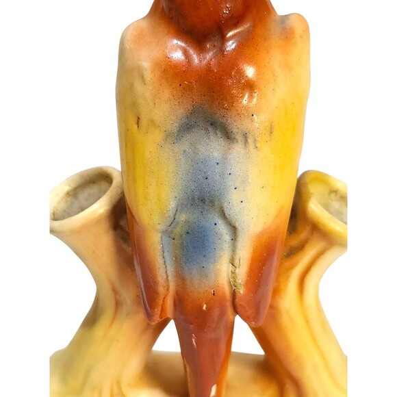 Parrot Flower Bud Vase Colorful‎ Avian Bird Czechoslovakia Dime Mark 5.75" Tall - Picture 6 of 9
